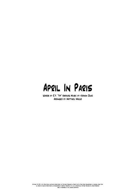 Free Sheet Music April In Paris Arranged By Matthieu Mazu