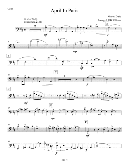 April In Paris Cello Sheet Music