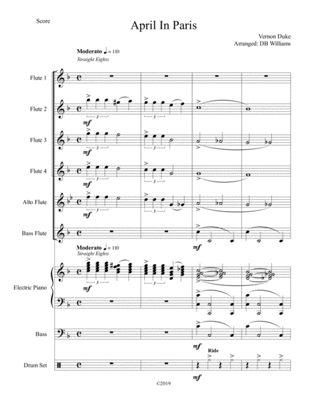 April In Paris Flute Choir Sheet Music