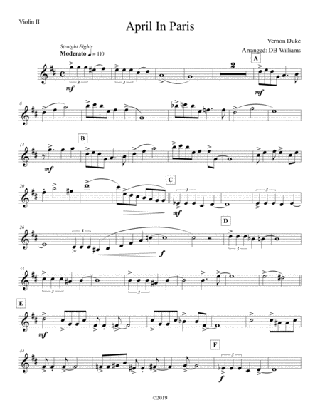 Free Sheet Music April In Paris Violin 2