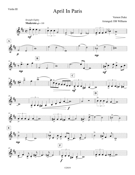 April In Paris Violin 3 Sheet Music