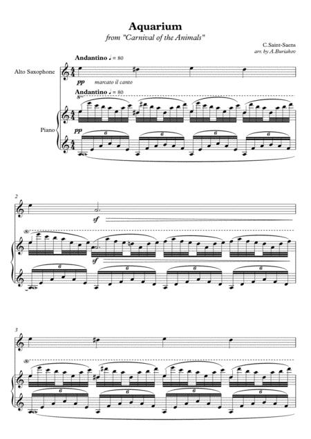 Aquarium From Carnival Of The Animals Alto Sax Sheet Music