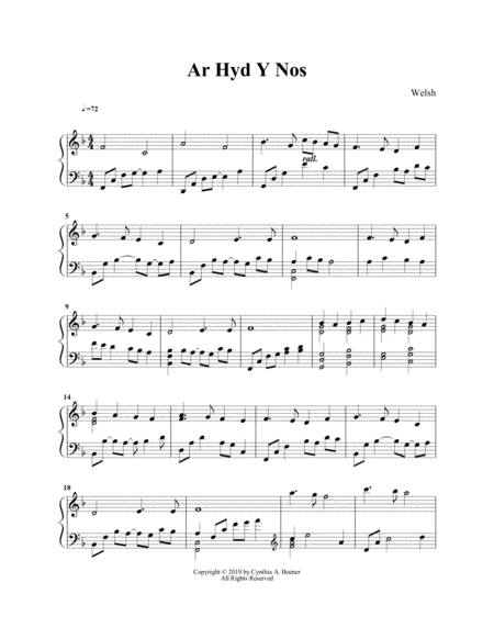 Free Sheet Music Ar Hyd Y Nos