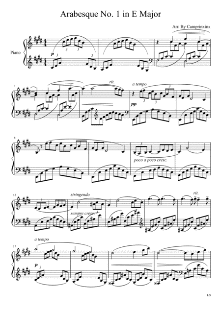 Arabesque 1st Movement In E Major Sheet Music