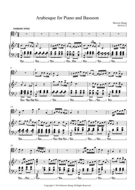 Arabesque In G Minor For Bassoon And Piano Sheet Music