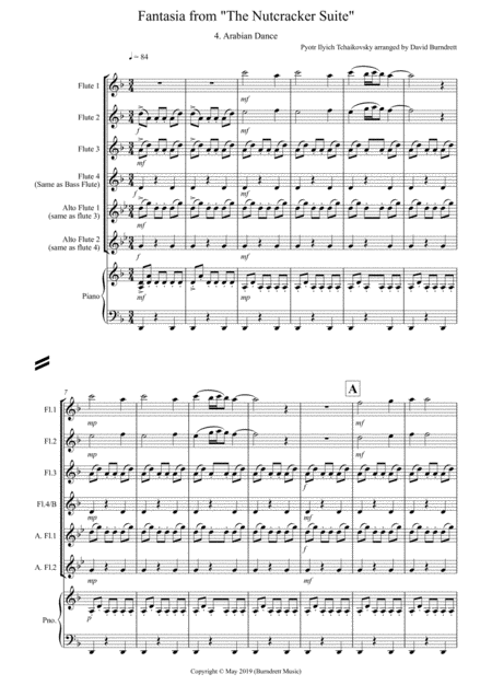 Free Sheet Music Arabian Dance Fantasia From Nutcracker For Flute Quartet