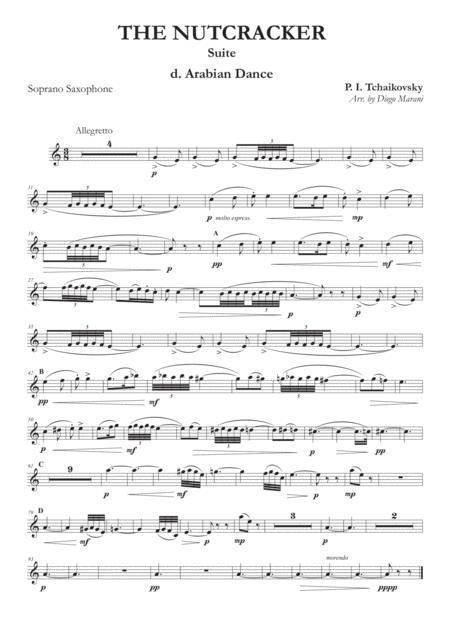 Arabian Dance From Nutcracker Suite For Saxophone Quartet Sheet Music