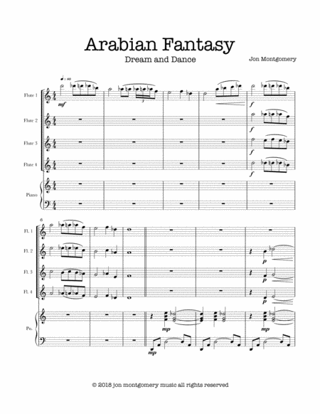 Free Sheet Music Arabian Fantasy For Flute Quartet