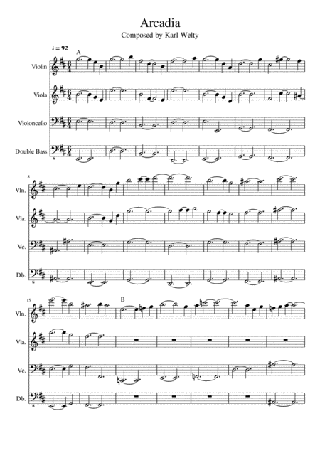 Arcadia String Quartet In D Major Sheet Music