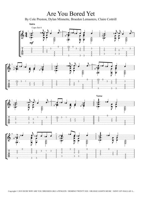 Are You Bored Yet Feat Clairo Solo Guitar Tablature Sheet Music