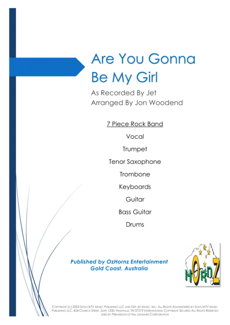 Free Sheet Music Are You Gonna Be My Girl 7 Piece Horn Chart