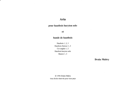 Aria For Bass Oboe And Oboe Band Score Sheet Music