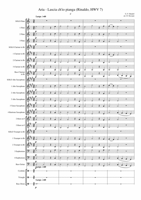 Aria Lascia Ch Io Pianga Concert Band Sheet Music