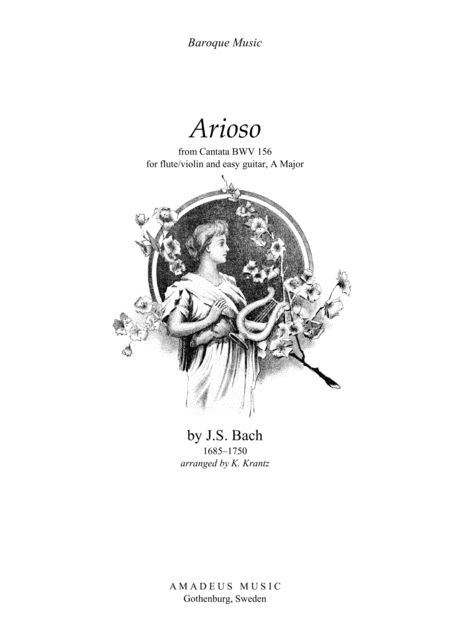 Arioso A Major For Violin Or Flute And Easy Guitar Sheet Music