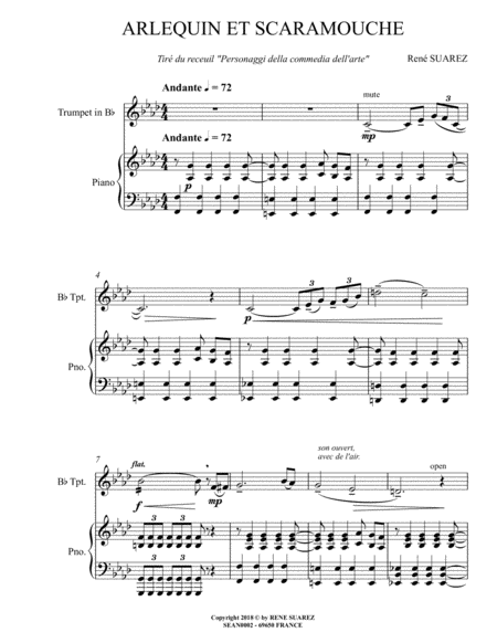 Free Sheet Music Arlequin Et Scaramouche