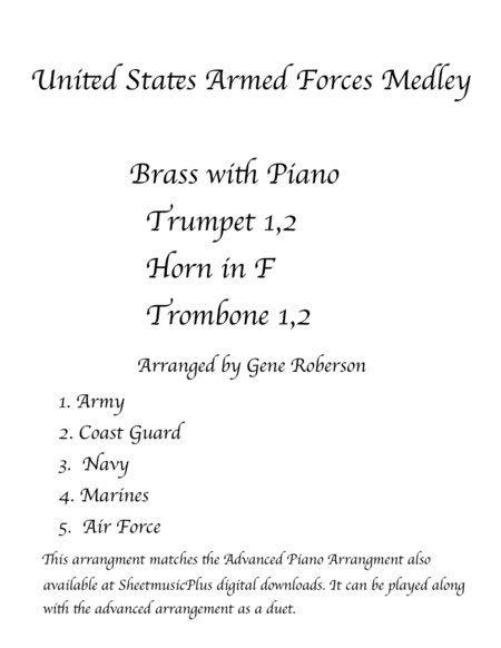 Free Sheet Music Armed Forces Medley For Brass Choir