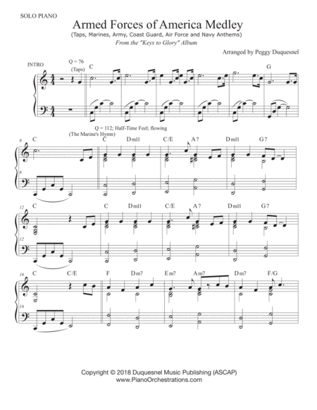 Free Sheet Music Armed Forces Of America Medley Solo Piano C