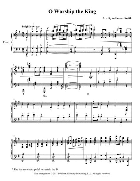 Arrangement Of O Worship The King Sheet Music