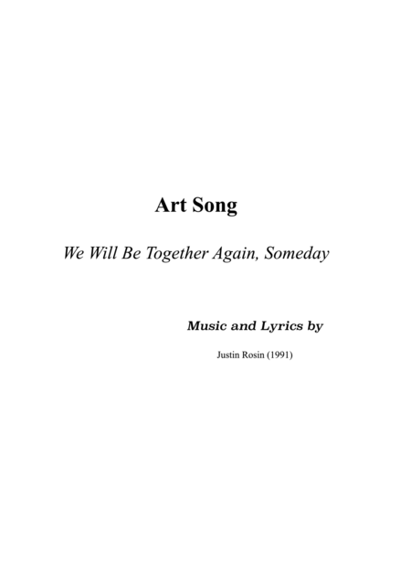 Art Song We Will Be Together Again Someday Sheet Music