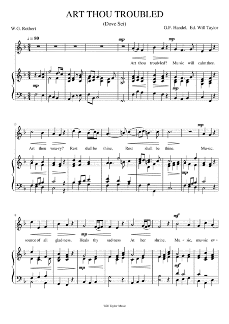 Free Sheet Music Art Thou Troubled