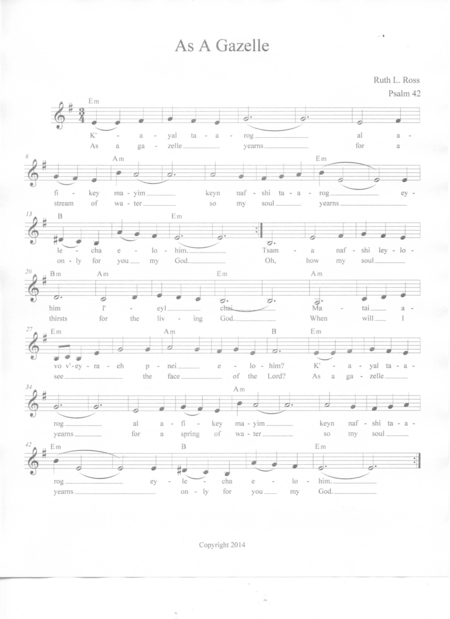 As A Gazelle K Ayal Sheet Music