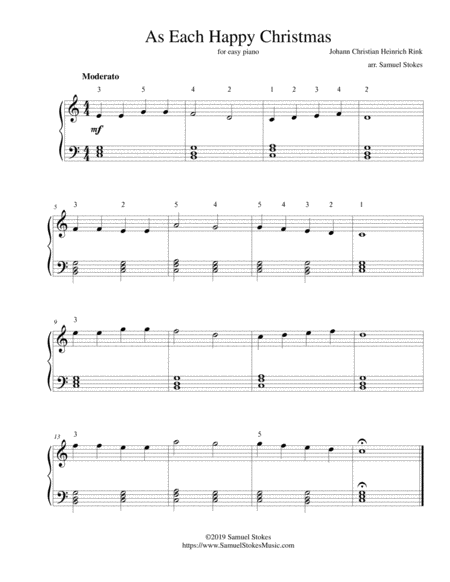 Free Sheet Music As Each Happy Christmas For Easy Piano