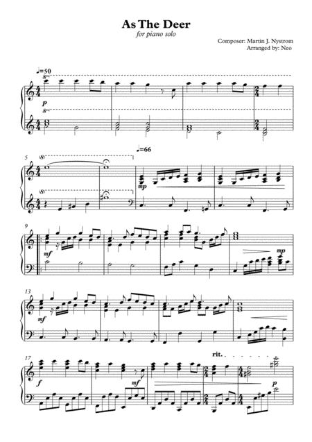 As The Deer For Piano Solo Sheet Music