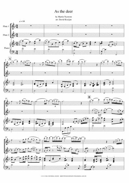 As The Deer Trio Piano 2 Flutes Sheet Music