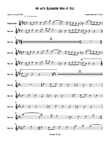 Free Sheet Music As With Gladness Men Of Old English Horn Part