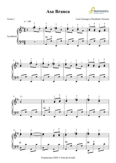 Asa Branca Luiz Gonzaga Verso 2 Partitura Para Acordeon Sheet Music