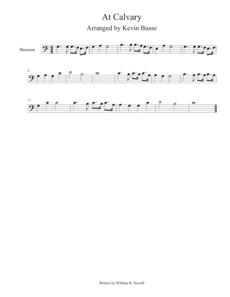 At Calvary Easy Key Of C Bassoon Sheet Music