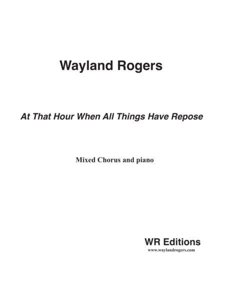 Free Sheet Music At That Hour When All Things Have Repose