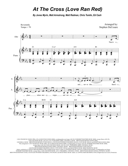 At The Cross Love Ran Red Duet For Soprano And Alto Solo Sheet Music