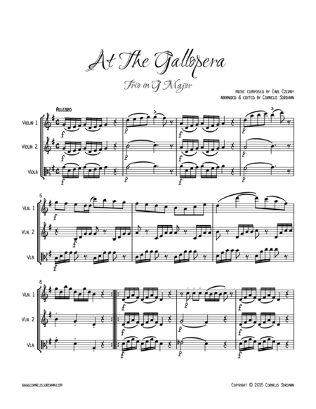 At The Gallopera Trio For 2 Violins Viola Sheet Music