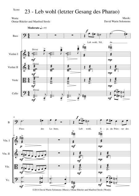 Aton Part 23 Pharaos Farewell Bass Voice And Strings Sheet Music