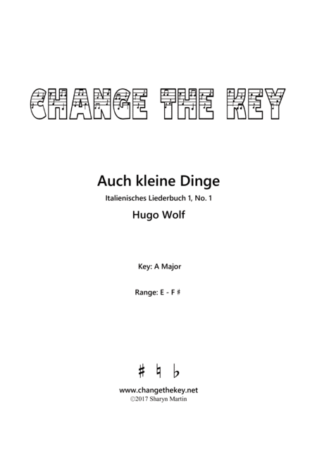 Free Sheet Music Auch Kleine Dinge A Major