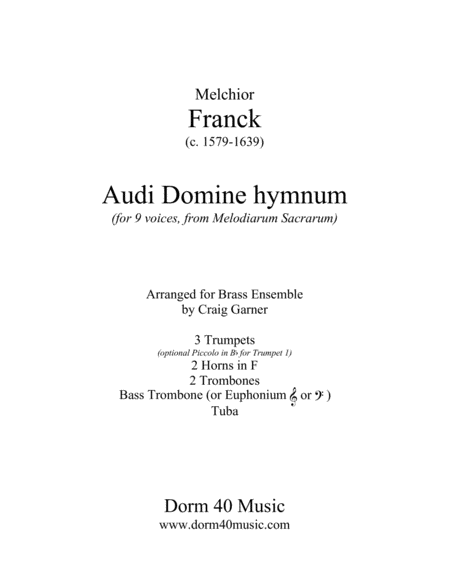 Free Sheet Music Audi Domine Hymnum 9 Part Brass Ensemble