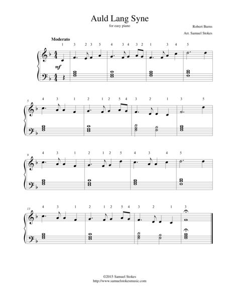 Auld Lang Syne For Easy Piano Sheet Music