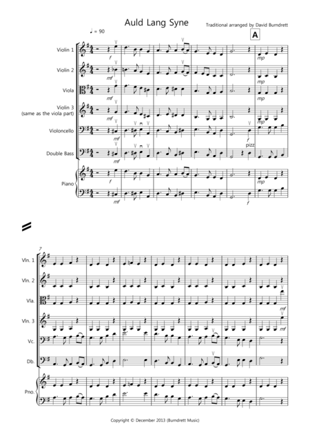 Free Sheet Music Auld Lang Syne For String Orchestra