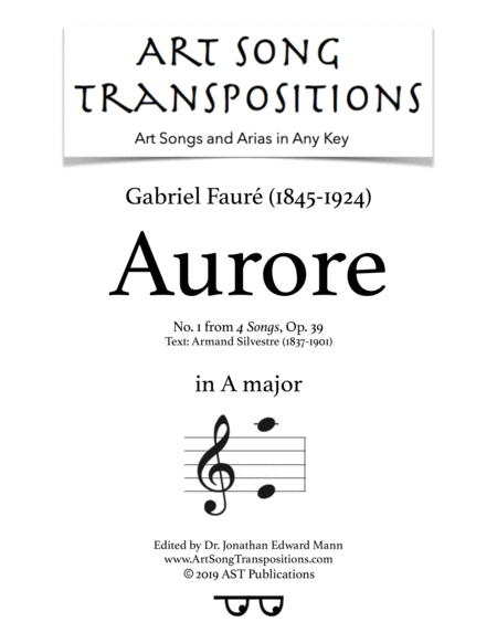 Aurore Op 39 No 1 A Major Sheet Music