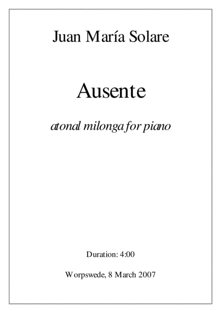 Ausente Piano Solo Sheet Music