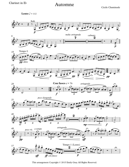 Free Sheet Music Automne For Clarinet Choir Parts