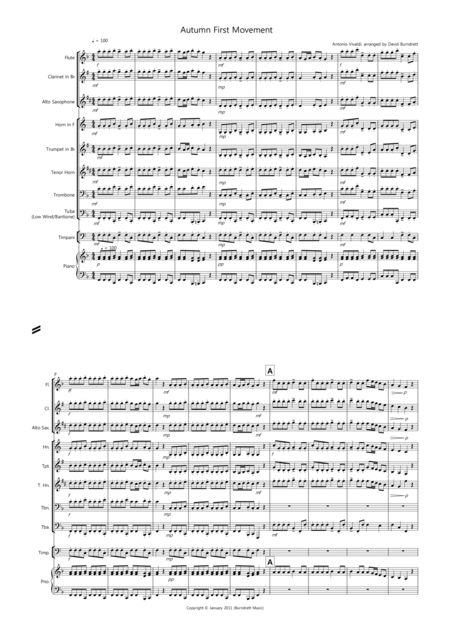 Autumn Four Seasons For School Concert Band Sheet Music