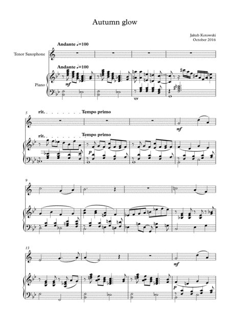 Autumn Glow Sheet Music