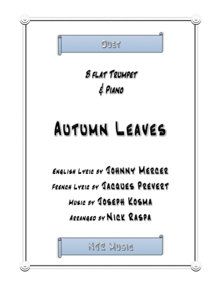 Free Sheet Music Autumn Leaves Bb Trumpet And Piano Intermediate