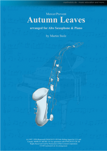 Free Sheet Music Autumn Leaves For Alto Saxophone And Piano