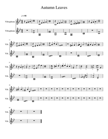 Free Sheet Music Autumn Leaves For Vibraphone