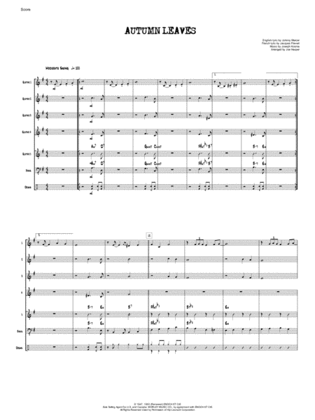 Autumn Leaves Guitar Ensemble With Rhythm Section Sheet Music