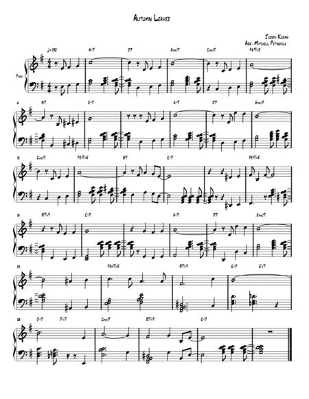 Free Sheet Music Autumn Leaves Piano Solo