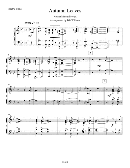 Free Sheet Music Autumn Leaves Strings Electric Piano